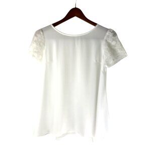 Easter Boho Cottage Romantic Lace Sheer Short Sleeve Blouse, Women's Small